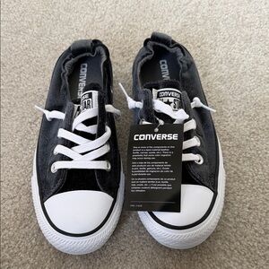 Converse Black and White Velvet Low-Top Sneakers
